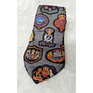 Vintage Alberto Zerra College Crest Coats of Arms Silk Necktie